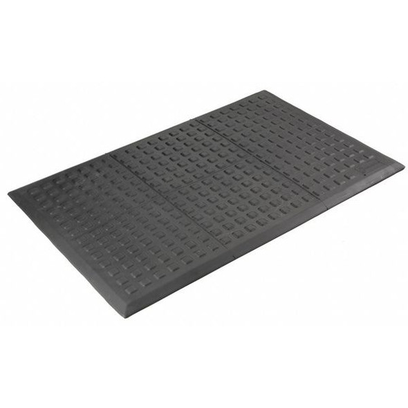 Wearwell Interlocking Antifatigue Mat Tile, 5/8 in Thickness, Polyurethane, Black 502