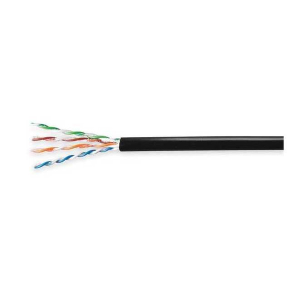 Genspeed Armored Cable,Cat 5e,24 AWG,1000 ft,Blk 5136101