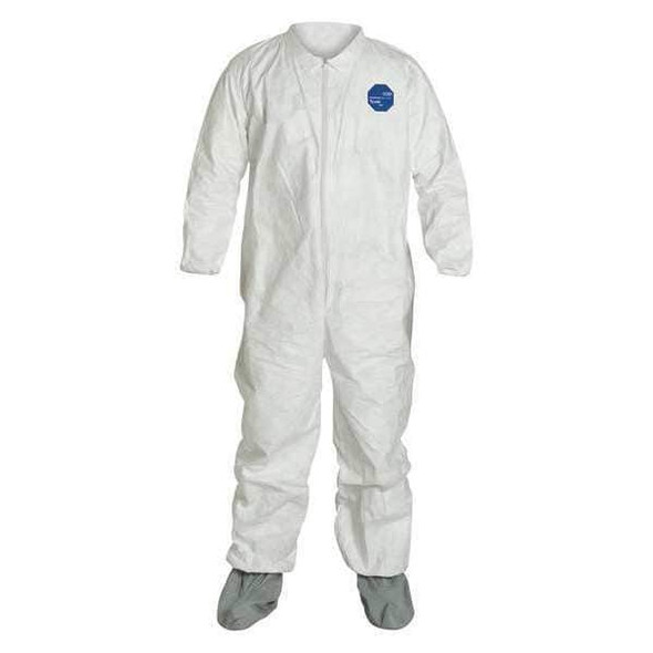 Dupont Coverall,Elastic Non Slip Boot,5XL,PK25 TY121SWH5X0025NS