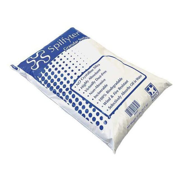 Loose Sorbent, 5 gal Absorbed per Package, 31 lb Bag, Granular Clay, Musty, Gray