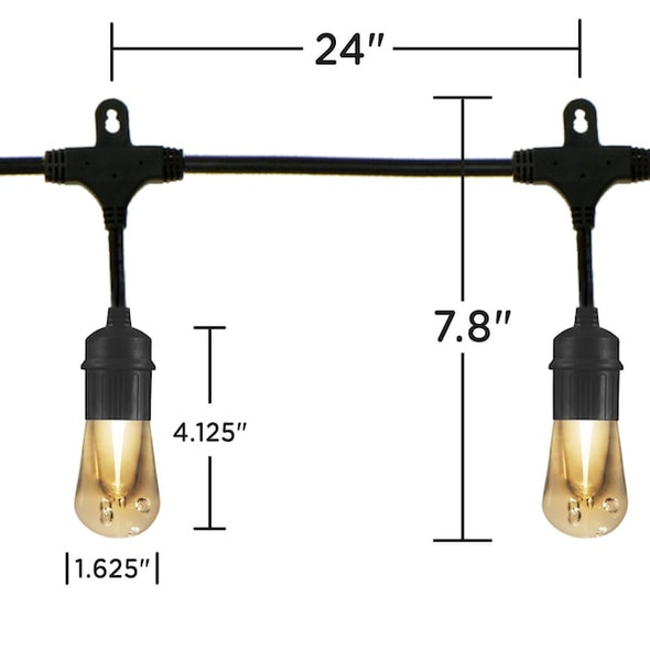 Enbrighten Cafe Lights,24 ft.,12 Bulb 35629