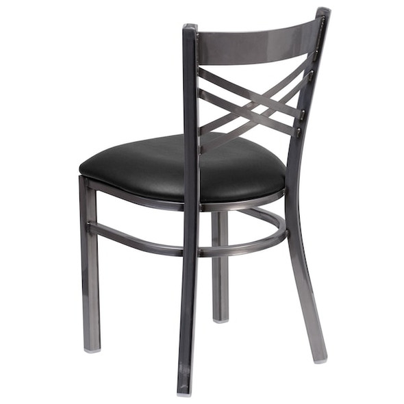 Flash Furniture Restaurant Chair,Metal X Back,Black Vnyl XU-6FOB-CLR-BLKV-GG