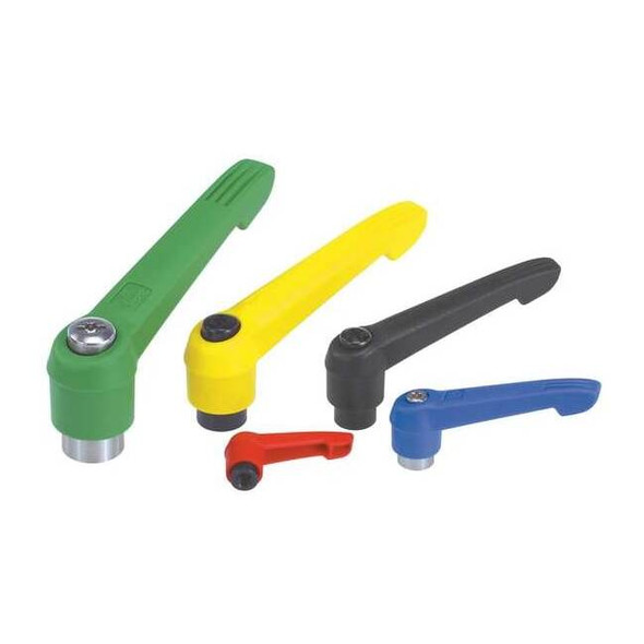 Adjustable Handle Size: 1, 1/4-20, Plastic, Red RAL 3020, Comp: Steel