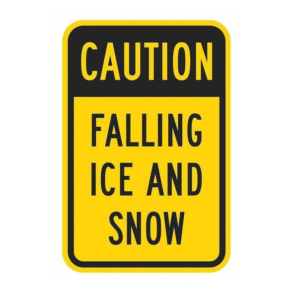 IceAlert Sign, 18 in Height, 12 in Width, Aluminum, Vertical Rectangle, English