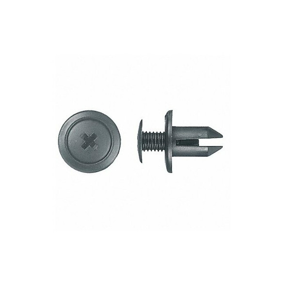 Push-In Rivet, Dome Head, 7 mm Dia., 11 mm L, Nylon Body, 25 PK