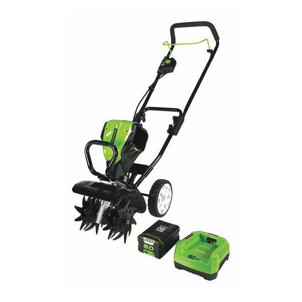 Greenworks Tiller/Cultivator,Tines 8" L,Tilling 5"D TL80L210