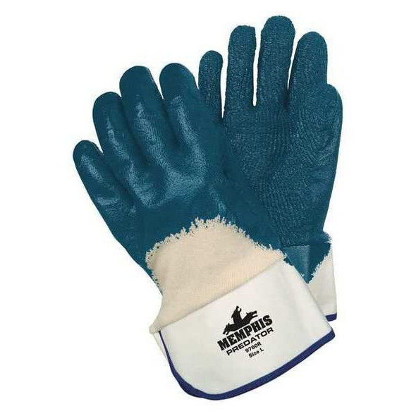 Chemical Resistant Gloves, Nitrile, 11 in L, 18.0 mil, Blue/White, L, 12 PK