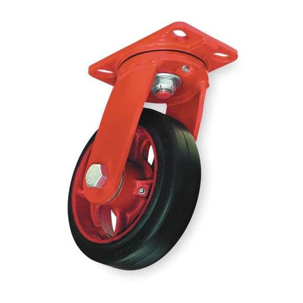 Hamilton Plate Caster,Swivel,Rubber,8 in.,670 lb,Blk S-FM-8RB