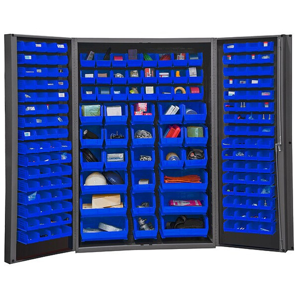 Durham Mfg Bin Cabinet,72"x48"x24",Gray,176BlueBns DC48-176-5295 Durham Mfg Bin Cabinet,72"x48"x24",Gray,176BlueBns DC48-176-5295