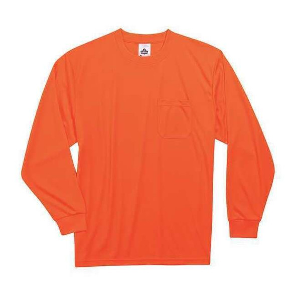 Ergodyne LS T-Shirt,Orange,Non-Certified,3XL, Polyester, Orange, 3XL 8091