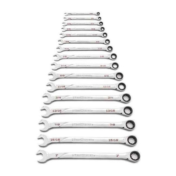 16 Piece 120XP Universal Spline XL Ratcheting Combination SAE Wrench Set