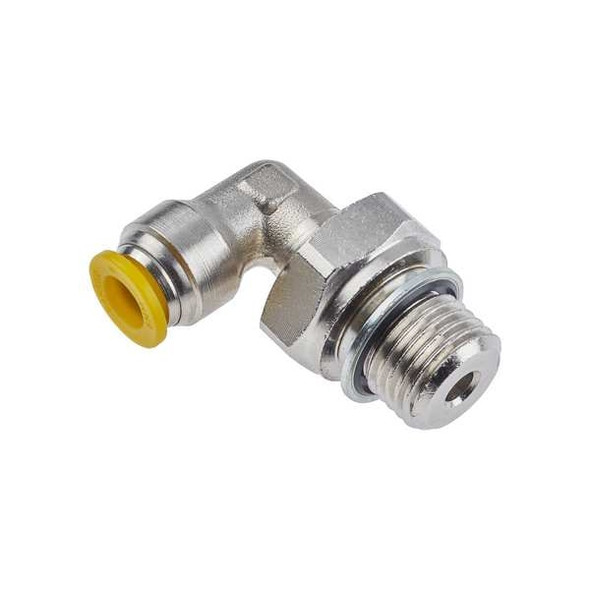 Parker Metric Metal Push-to-Connect Fitting, Brass, Silver 169PLP-10M-4G