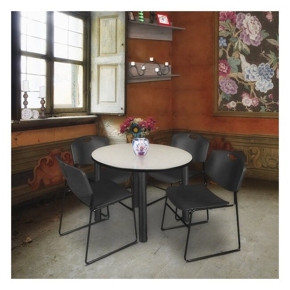 Kee Round Table & Chair Set, Wood, Metal, Polypropylene Top, Maple