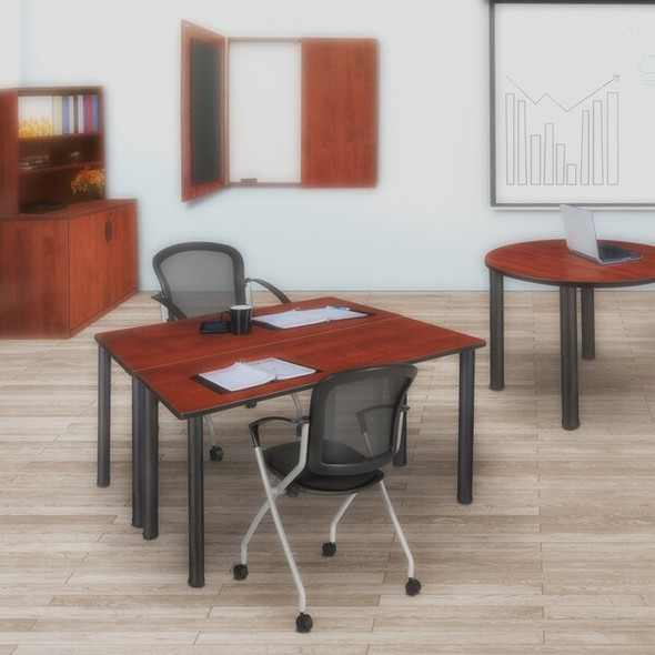 Regency Kee 42 x 24 in. Training Seminar Table- Cherry Top, Black Legs