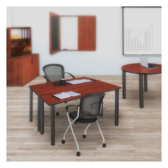 Kee 42 x 24 in. Training Seminar Table- Cherry Top, Black Legs