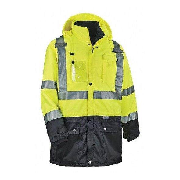 Ergodyne Hi-Vis Thermal Jacket Kit, 300D Oxford Polyester, Hi-Viz Lime, 2XL 8388