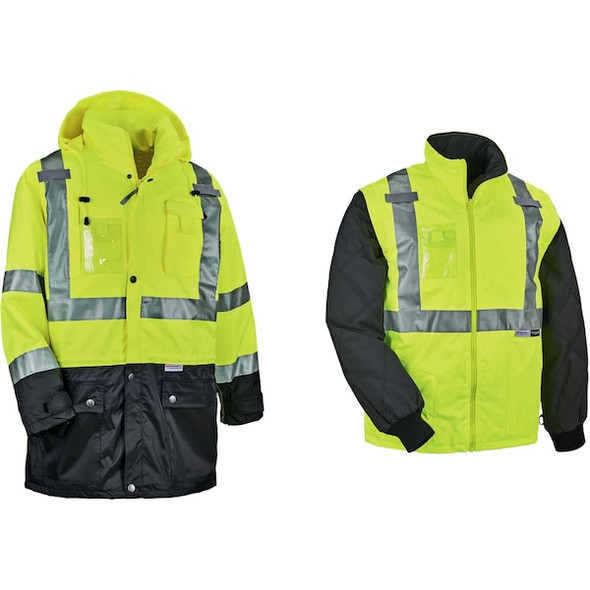 Ergodyne Jacket,Winter,4-in-1,HV Lm,2X 8388