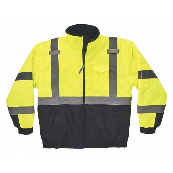 Quilted Bomber Jacket, 300D Oxford Polyester, Class 3 Type R, Hi-Viz Lime, 3XL