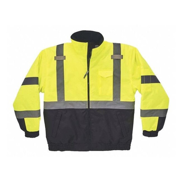 Quilted Bomber Jacket, 300D Oxford Polyester, Class 3 Type R, Hi-Viz Lime, 4XL