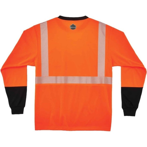 Black Front Perf. Lng Slv Shirt,5XL,Org, Polyester, Orange, Black, 5XL  8281BK