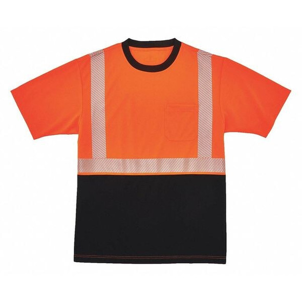 Ergodyne T-Shirt,SS,Black Bottom,HV,Orange,3X 8280BK