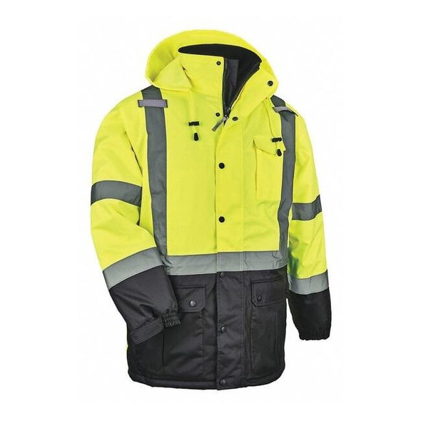 Hi-Vis Parka, 300D Oxford Polyester, Class 3 Type R, Hi-Viz Lime, 4XL