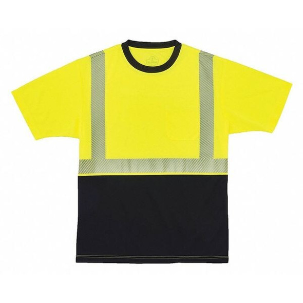 Ergodyne T-Shirt,SS,Black Bottom,HV,Lime,4X 8280BK