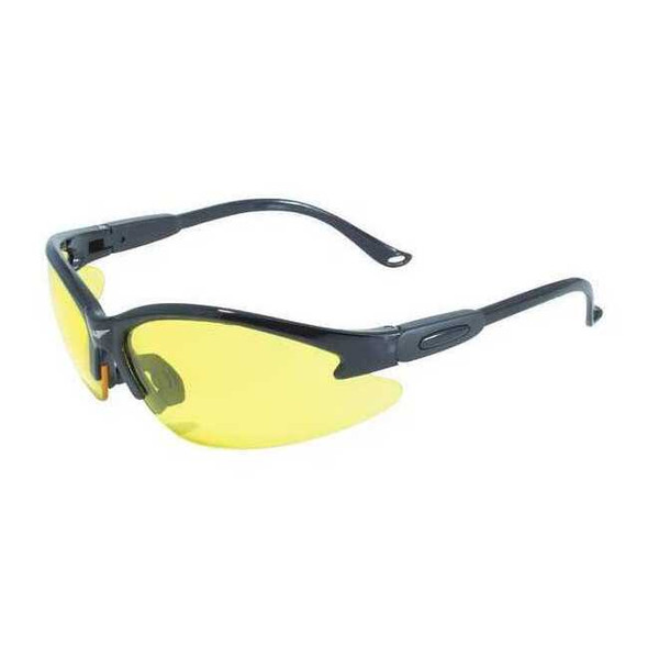 Cougar, Safety Glasses, Anti-Fog & Anti-Scratch, Yellow Lens, Black Frame