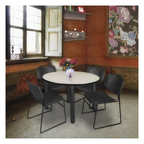 Kee Round Table & Chair Set, Wood, Metal, Polypropylene Top, Maple