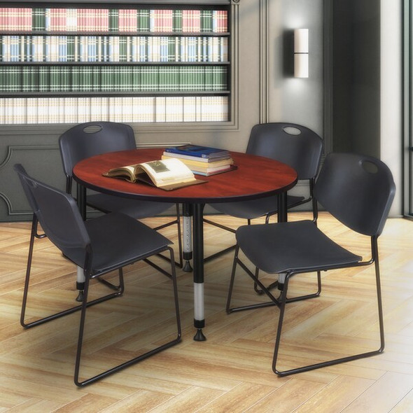 Regency Kee 48" Round Height Adjust Table,Cherry TB48RNDCHAPBK44BK Regency Kee 48" Round Height Adjust Table,Cherry TB48RNDCHAPBK44BK