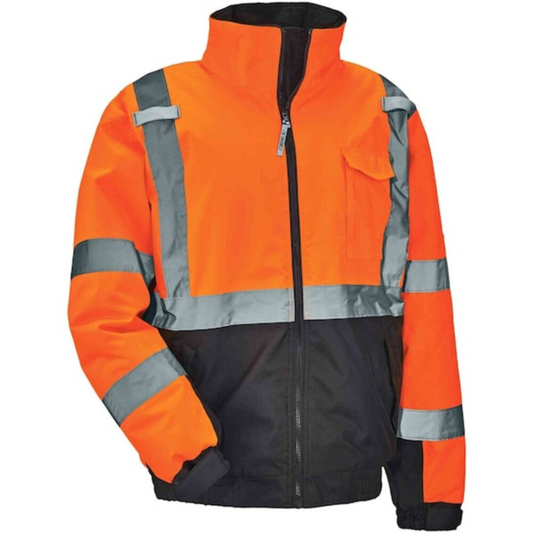 Quilted Bomber Jacket, 300D Oxford Polyester, Class 3 Type R, Hi-Viz Orange, 4XL  8377