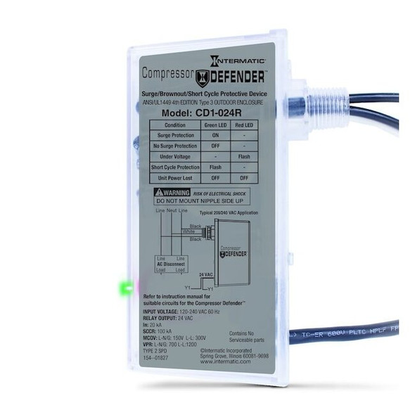 Intermatic Surge Protection Device, 1 Phase, 120/240V AC CD1-024R