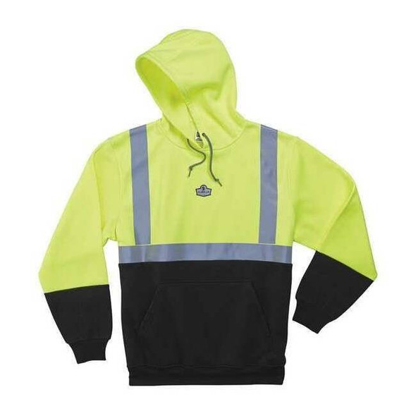 Ergodyne Sweatshirt,Lime,Class 2,Black Front,XL 8293