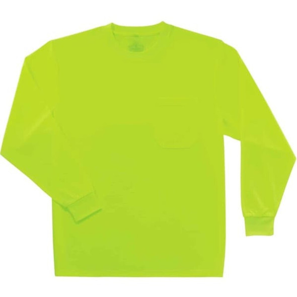 Ergodyne Long Sleeve TShirt,Lime,Non-Certified,XL, Polyester, Lime, XL 8091