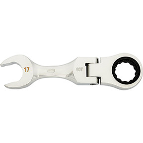 17mm 90-Tooth 12 Point Stubby Flex Combination Ratcheting Wrench 86867