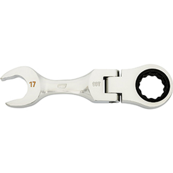 17mm 90-Tooth 12 Point Stubby Flex Combination Ratcheting Wrench 86867