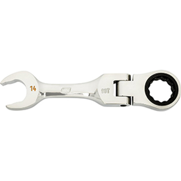 14mm 90-Tooth 12 Point Stubby Flex Combination Ratcheting Wrench 86864