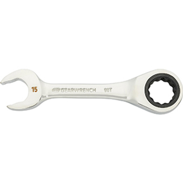 15mm 90-Tooth 12 Point Stubby Combination Ratcheting Wrench 86845