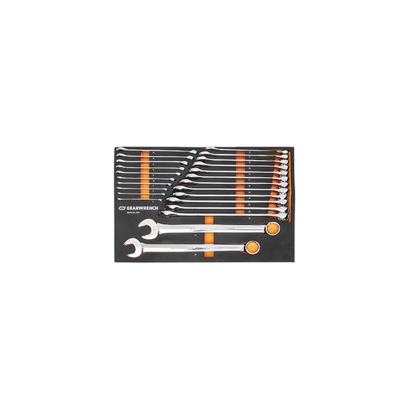 24 Piece 12 Point Long Pattern Combination Metric Wrench Set in Foam Storage Tray GWMSCWL12MM