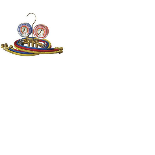 R22, R404a, R410a 2-Way Brass Manifold Gauge Set with 60" R410A Standard Hoses and 1/4" Fittings 59161