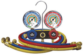 R404a, R407c, R507a & R134a Aluminum 2-Way Manifold Gauge Set with 72" Hoses and Standard Fittings 54172