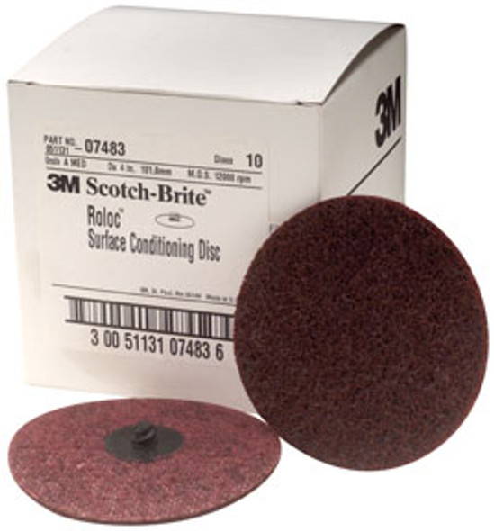 Scotch-Brite Roloc Surface Conditioning Disc, 07483, SC-DR, A/O Medium, TR, 4 in 7483