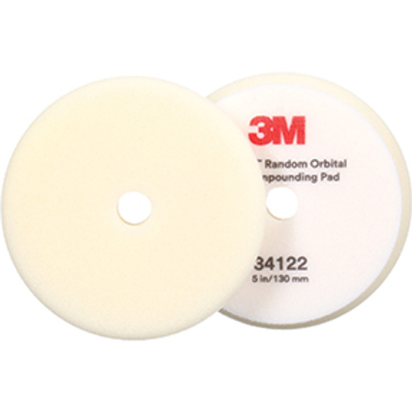 3M Perfect-it Random Orbital Foam Compounding Pad 34122, Coarse, White, 5 in (130 mm) 34122