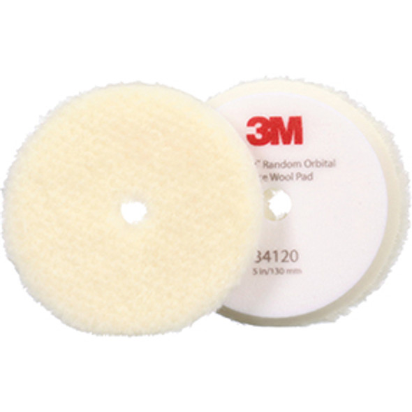 3M Perfect-it Random Orbital Wool Compounding Pad 34120, Coarse, White, 5 in (130 mm) 34120
