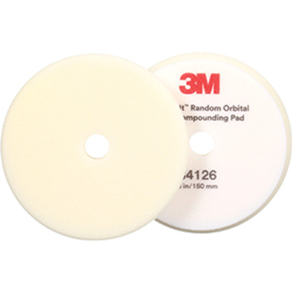 3M Perfect-it Random Orbital Foam Compounding Pad 34126, Coarse, White, 6 in (150 mm) 34126