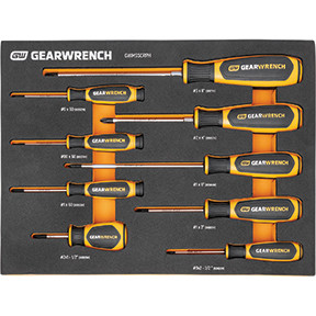 9 Piece Phillips Dual Material Screwdriver Set in Foam Storage Tray GWMSSCRPH