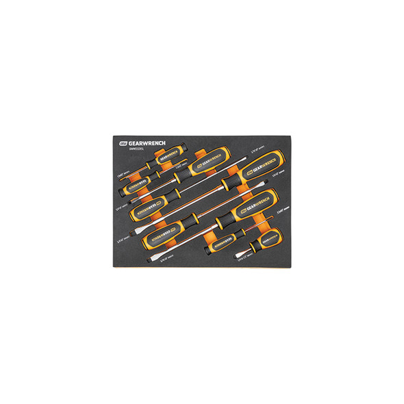 9 Piece Slotted Dual Material Screwdriver Set in Foam Storage Tray GWMSSCRSL