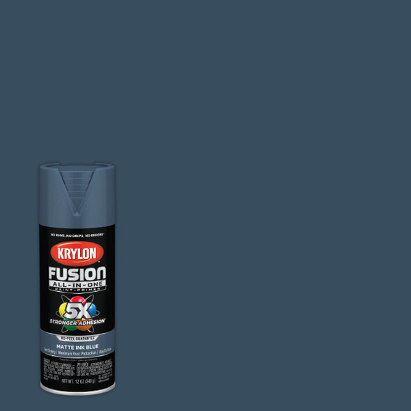 Krylon Fusion All-In-One 12 Oz. Matte Spray Paint, Ink Blue K02758007
