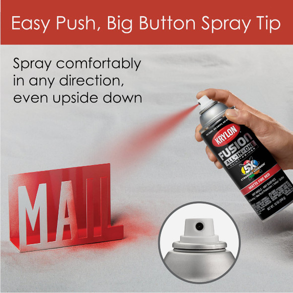 Krylon Fusion All-In-One 12 Oz. Matte Spray Paint, Fire Red K02756007 798662