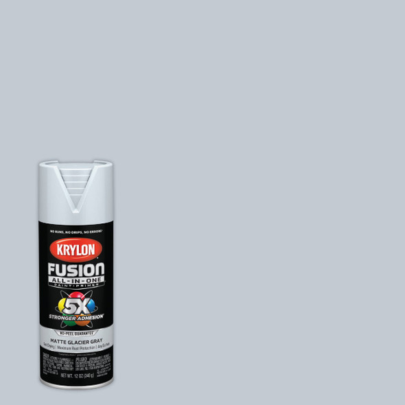 Krylon Fusion All-In-One 12 Oz. Matte Spray Paint, Glacier Gray K02757007